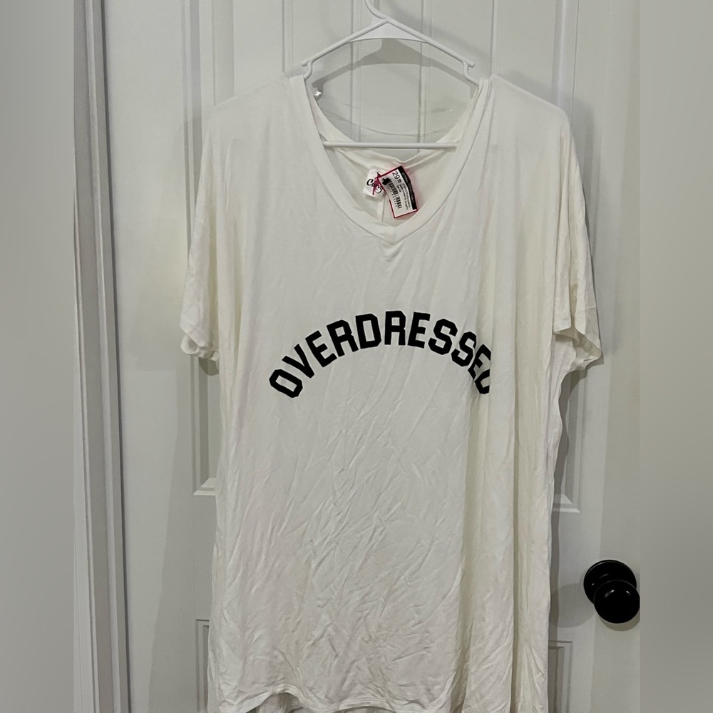 White “Overdressed” Graphic Tee